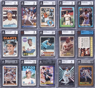 1950s-1990s Topps and Assorted Brands Baseball and Football BGS-Graded Collection (15 Different) – Featuring Ken Griffey, Jr., Hank Aaron  and Derek Jeter